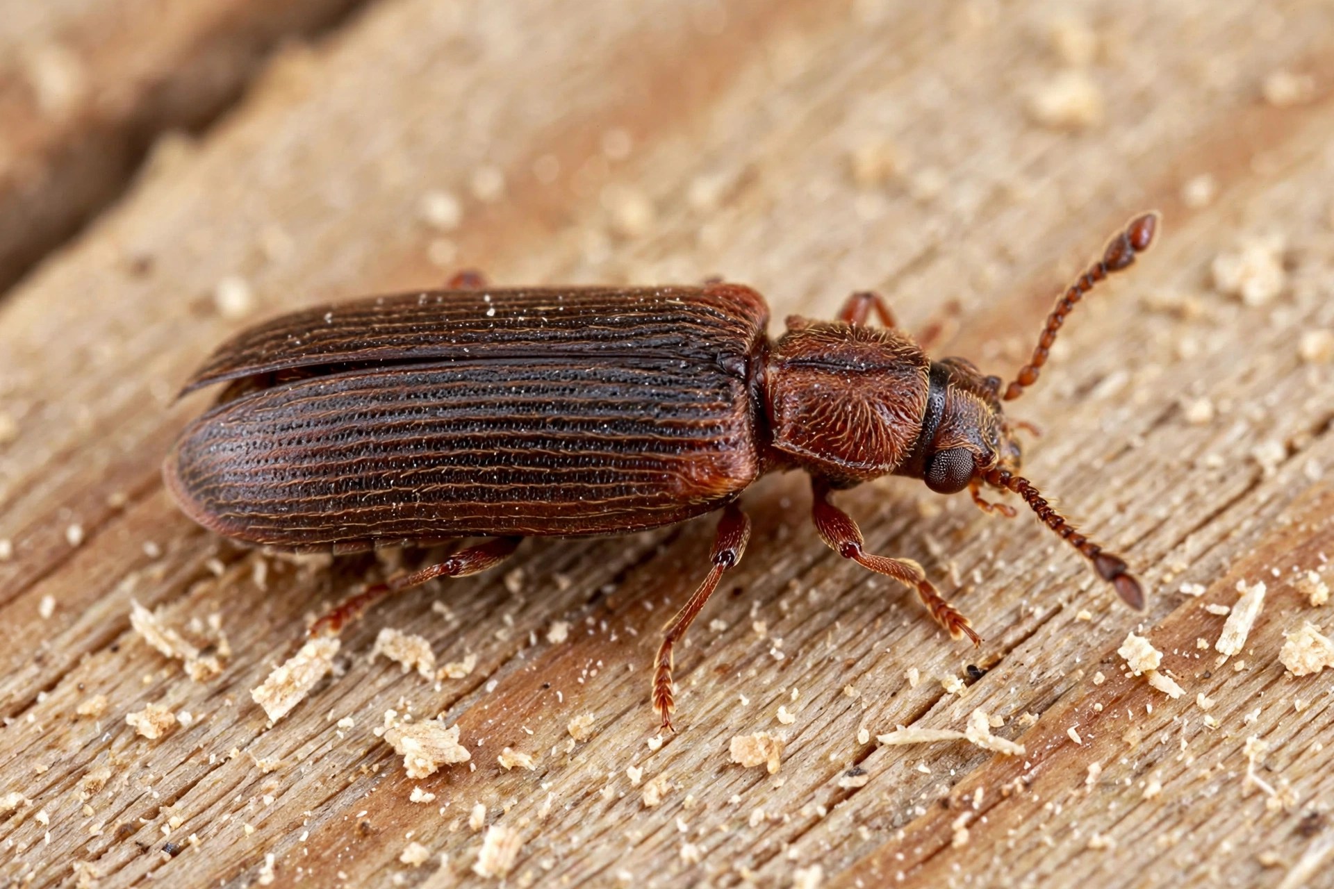 Wood-boring beetle, a common termite look-alike